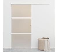 Sliding Door with Soft Stops, ESG Glass and Aluminium, 90x205 cm Interior Barn Style Door, Smooth Quiet Operation for Space Saving Home Office