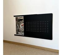Sliding Electrical Fuse Box Cover Cabinet with Self Adhesive Rail Extra Thin Decorative Panel for Home Black Electric Meter Box Cover (19.7 x 15.7 inches)