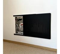 Sliding Electrical Fuse Box Cover Cabinet with Self Adhesive Rail Extra Thin Decorative Wall Panel Black Electric Meter Box Cover for Home Bedroom 60 x 40 cm (23.6 x 15.7")