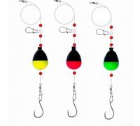Sliding Fish Finder Rig with 3 EVA Foam Floats, Visibility Red Yellow Buoys and Strong Hooks(4/0 Fishhook)