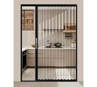 Sliding Folding Door, Acrylic Clear Interior Door, No-Drill & Lockable for Kitchen, Bathroom, Bedroom, Closet, Customizable Fold Gate, Adhesive, 76x80 in