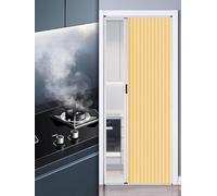 Sliding Folding Door Aluminum Frame with Non-Woven Panel, No-Drill Installation & Dual Handle Lock for Kitchen, Bedroom, Entryway Divider