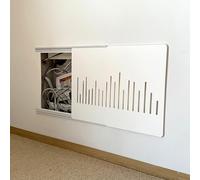 Sliding Fuse Box Cover Extra Thin Electrical Panel Cabinet with Self Adhesive Rail Decorative Wall Cover for Home Bedroom Meter Box White (15.7 x 11.8")