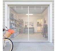 Sliding Garage Door Screen for 2 Car Garage Doors, Retractable Magnetic Garage Screen Doors with Track Closure, Privacy Fiberglass Mesh Net Closure for Patio, Porch(White,10.5x7.5ft(320x229cm))
