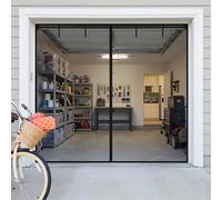Sliding Garage Door Screen for 2 Car Garage Doors, Retractable Magnetic Garage Screen Doors with Track Closure, Privacy Fiberglass Mesh Net Closure for Patio, Porch(Black,7x10ft(213x305cm))