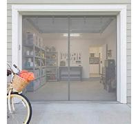 Sliding Garage Door Screen for 2 Car Garage Doors, Retractable Magnetic Garage Screen Doors with Track Closure, Privacy Fiberglass Mesh Net Closure for Patio, Porch(Gray,9x9.5ft(274x290cm))
