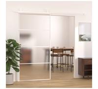 Sliding Glass Door 76x205cm Gold Aluminium Frame Clear ESG Glass Panel Slim 5mm