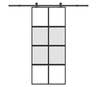 Sliding Glass Door 90x205 cm Tempered Glass Matt/Transparent Black Aluminium Set