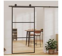 Sliding Glass Door Black Aluminium & Glass 102x205 cm Modern Barn Style Minimal