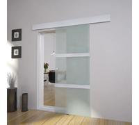 Sliding Glass Door Silver 76x205cm Glass & Aluminium Frame Quiet Track SoftClose