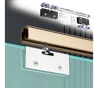 Sliding Glass Door Track 24 36 40 48 68 78 88 inch, Soft Close Barn Door Hardware System with 8-Wheel Hangers, Heavy Duty Aluminum Bypass Door Rail(Champagne,98in(249cm))