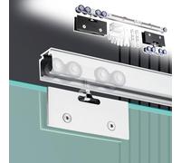 Sliding Glass Door Track 24 36 40 48 68 78 88 inch, Soft Close Barn Door Hardware System with 8-Wheel Hangers, Heavy Duty Aluminum Bypass Door Rail(Silver,83in(211cm))