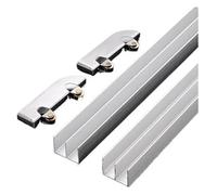 Sliding Glass Door Track KitDual Channel Aluminum Guide Rail for Smooth Silent Operation & Rust ResistanceIdeal(300cm/118in)