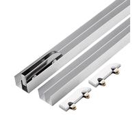 Sliding Glass Door Track,Thickened 2 Track Aluminum Rails with Pulley Program,Prevent Rust Silent Rollers,Cabinet Slider Track for Bookshelf