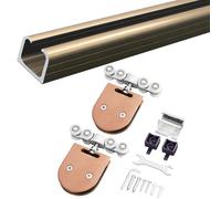 Sliding Glass Door Tracks and Rollers Kit with Round 8-Wheels Hangers, Aluminum Rail for 5-8MM Thickness Glass Door, Sliding Door Runners for Office/Homes, Quiet Smooth(Champagne,5.8m)