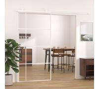 Sliding Glass Door White 102.5x205cm Clear ESG Glass Aluminium Minimal Frame 2cm