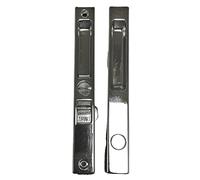 Sliding Glass Patio Door Lock Handle Set, Non-Keyed, Flush Mount, with Nite Lock,C Cam, and Keeper, White, 6-9/16" Screw Hole | Sliding Door Handle Replacement Hardware Repairs (DL-504) (Chrome)