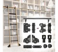 Sliding Hardware Kit 100-732cm Black Carbon Steel Round Tube Track/Rail Home Office Rolling Ladder Accessory, No Ladder(Telescopic,19.7ft/600cm Track kit)