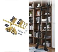 Sliding Hardware Rustic Gold Rolling Library Track(No Ladder) Kit, Sliding Barn Door Kit 3.3ft-20ft, Round Tube Mobile Ladder Track for Home/Indoor/Loft (Size : 16ft/500cm Track kit)