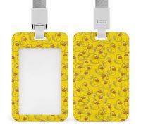 Sliding ID Badge Holder for Men Women, Work Badge Sleeve Name Tag Holder with Detachable Lanyards Cute Yellow Rubber Duck Vertical Card Case Protector Pouch