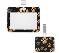 Sliding ID Badge Holder Plastic Horizontal Badge Holder for Office Dog Paw Print Badges Holders Card Case Protector for Work ID Name Card for Driver Nurse Licenses Passes
