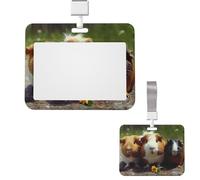 Sliding ID Badge Holder Plastic Horizontal Badge Holder for Office Guinea Pigs Funny Badges Holders Card Case Protector for Work ID Name Card for Driver Nurse Licenses Passes