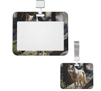Sliding ID Badge Holder Plastic Horizontal Badge Holder for Office Wildlife Wolf Badges Holders Card Case Protector for Work ID Name Card for Driver Nurse Licenses Passes