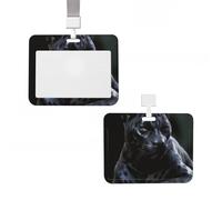 Sliding Id Badge Holder Plastic Vertical Badge Holder Black Panther Card Case Id Card Holder Protector with Clear Window Id Credit Card for Office Work Nurse