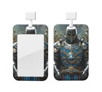 Sliding Id Badge Holder Plastic Vertical Badge Holder Coat Arms Knight Card Case Id Card Holder Protector with Clear Window Id Credit Card for Office Work Nurse