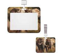 Sliding Id Badge Holder Plastic Vertical Badge Holder Elephants Fight Card Case Id Card Holder Protector with Clear Window Id Credit Card for Office Work Nurse