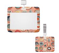 Sliding Id Badge Holder Plastic Vertical Badge Holder Hand Drawn Plate Card Case Id Card Holder Protector with Clear Window Id Credit Card for Office Work Nurse