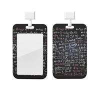 Sliding Id Badge Holder Plastic Vertical Badge Holder Math Formula Card Case Id Card Holder Protector with Clear Window Id Credit Card for Office Work Nurse