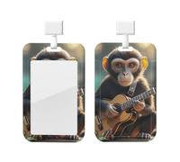 Sliding Id Badge Holder Plastic Vertical Badge Holder Music Monkey Card Case Id Card Holder Protector with Clear Window Id Credit Card for Office Work Nurse