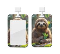 Sliding Id Badge Holder Plastic Vertical Badge Holder Sloth My Spirit Animal Card Case Id Card Holder Protector with Clear Window Id Credit Card for Office Work Nurse