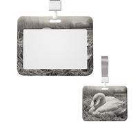 Sliding Id Badge Holder Plastic Vertical Badge Holder Swan Sleeps Card Case Id Card Holder Protector with Clear Window Id Credit Card for Office Work Nurse