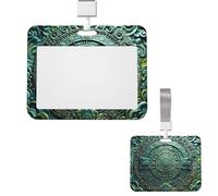 Sliding ID Badge Holder Vertical Badge Reel Hard Plastic Horizontal Badge Holder ID Card Holder with Clear Window Mayan Calendar End of The World Badge Holders Name Tag Holder for Nurses Office