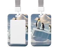 Sliding ID Badge Holder Vertical Badge Reel Hard Plastic Horizontal Badge Holder ID Card Holder with Clear Window Penguins On The Iceberg Badge Holders Name Tag Holder for Nurses Office