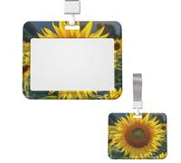 Sliding ID Badge Holder Vertical Badge Reel Hard Plastic Horizontal Badge Holder ID Card Holder with Clear Window The Most Beautiful Sunflower Badge Holders Name Tag Holder for Nurses Office