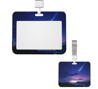 Sliding ID Badge Holder Vertical Badge Reel Hard Plastic Horizontal Badge Holder ID Card Holder with Clear Window Night Sky Silhouette Badge Holders Name Tag Holder for Nurses Office
