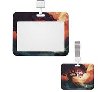 Sliding ID Badge Holder Vertical Badge Reel Hard Plastic Horizontal Badge Holder ID Card Holder with Clear Window Art Tree Badge Holders Name Tag Holder for Nurses Office