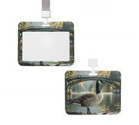 Sliding ID Badge Holder Vertical Hard Plastic Sleeve Wild Goose by The Bridge Badge Holder Waterproof ID Card Name Protector Cover with Lanyard Key Card Holder Case for Office Nurse Doctor Teacher