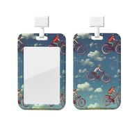 Sliding ID Badge Holder with Clear Window Badge Protector Case for Offic Bikes Bicycle Cycling ID Badge Holder Plastic Card Case Hard Card Protector for Driver's Licenses Passes