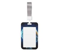 Sliding ID Badge Holder with Lanyard Artificial Intelligence Brain ID Card Holder Case Plastic Vertical Card Case Protector Pouch with Clear Window Work Badge Sleeve for Women Men Office
