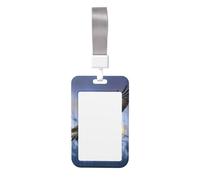 Sliding ID Badge Holder with Lanyard Bald Eagle Flying ID Card Holder Case Plastic Vertical Card Case Protector Pouch with Clear Window Work Badge Sleeve for Women Men Office