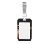 Sliding ID Badge Holder with Lanyard Basketball ID Card Holder Case Plastic Vertical Card Case Protector Pouch with Clear Window Work Badge Sleeve for Women Men Office