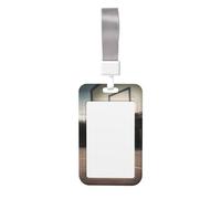 Sliding ID Badge Holder with Lanyard Basketball ID Card Holder Case Plastic Vertical Card Case Protector Pouch with Clear Window Work Badge Sleeve for Women Men Office