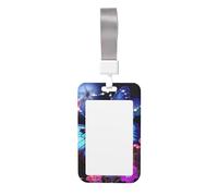 Sliding ID Badge Holder with Lanyard Beauty Butterfly ID Card Holder Case Plastic Vertical Card Case Protector Pouch with Clear Window Work Badge Sleeve for Women Men Office