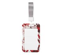 Sliding ID Badge Holder with Lanyard Bloody Handprints ID Card Holder Case Plastic Vertical Card Case Protector Pouch with Clear Window Work Badge Sleeve for Women Men Office