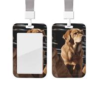Sliding ID Badge Holder with Lanyard Card Case Protector Pouch with Clear Window Vertical ID Credit Card Name Tag Golden Retrievers Badge Holder for NurseOffice Supplies