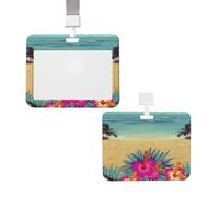 Sliding ID Badge Holder with Lanyard Card Case Protector Pouch with Clear Window Vertical ID Credit Card Name Tag Hello Hawaii Badge Holder for NurseOffice Supplies